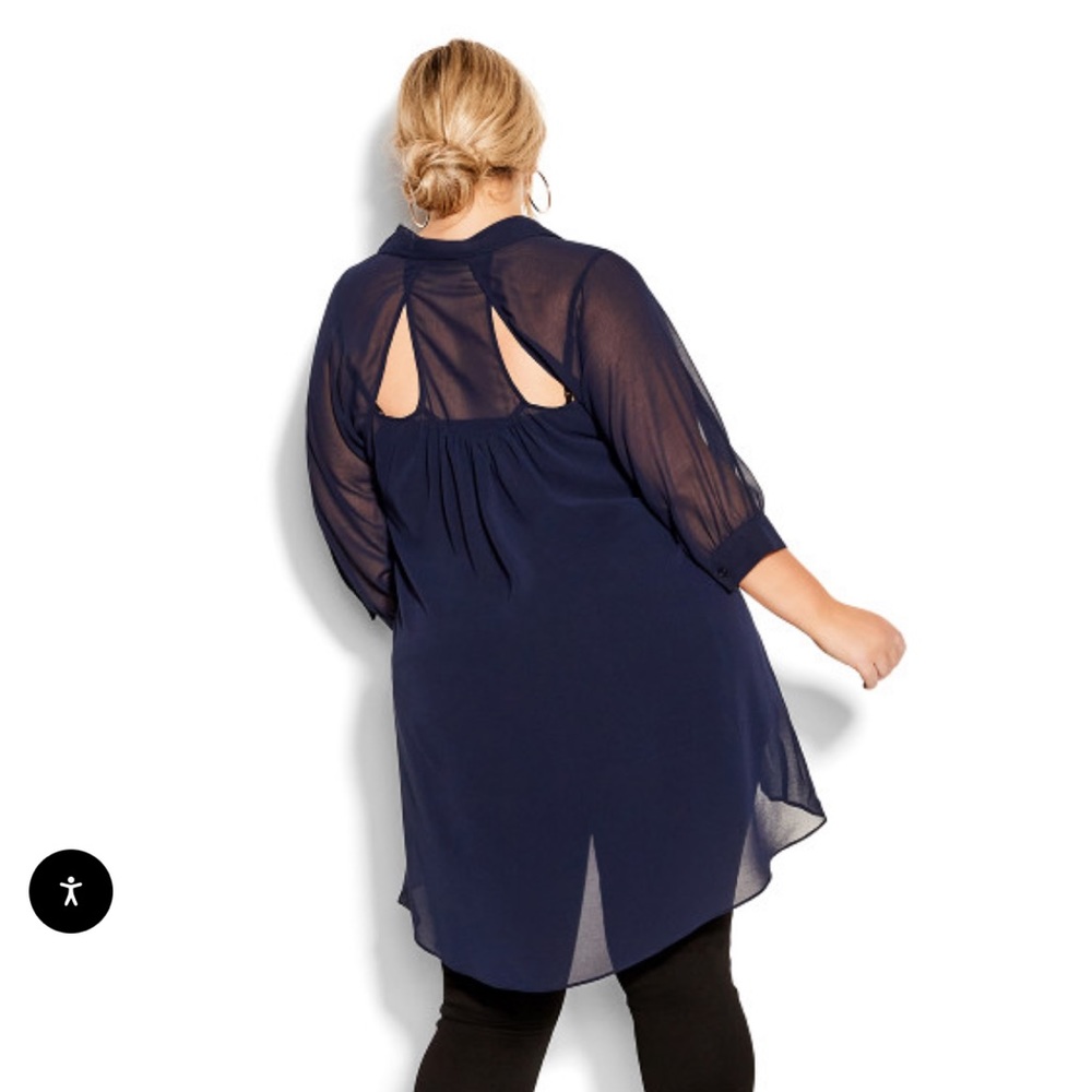City Chic Navy Surprise Back Top